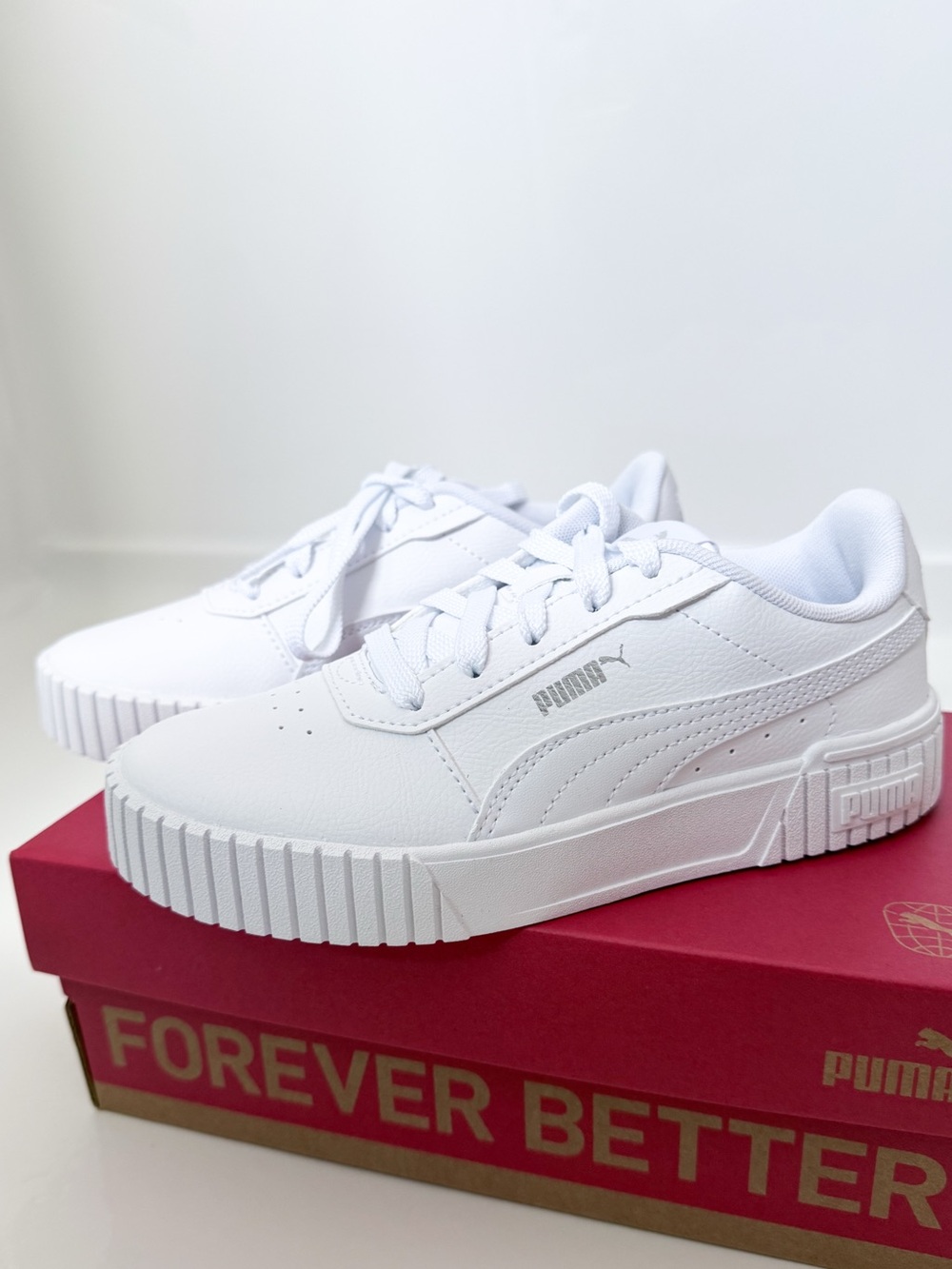 Puma Carina 2.0 PS Kids Sneakers – White – Size 3.5Y / EU 35 – NWT